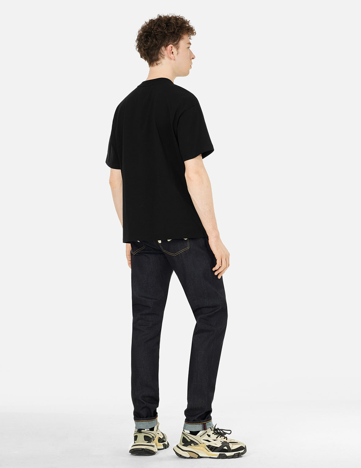 达摩和商标刺绣宽版休闲T恤