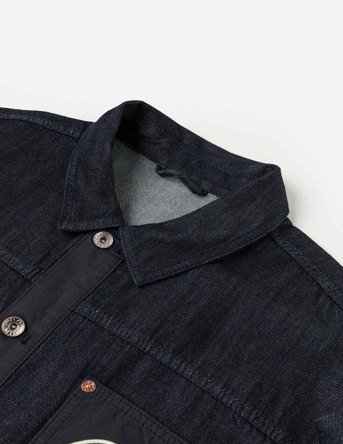 Fabric Blocking Denim Jacket