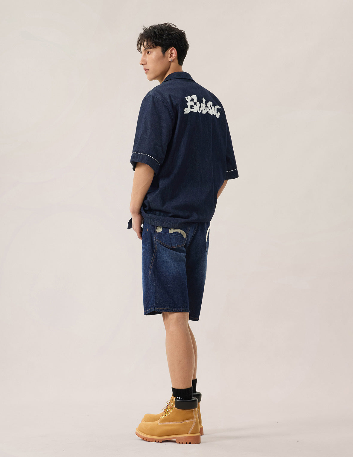 Whip-stitch Dual Pocket Boxy Denim Shirt