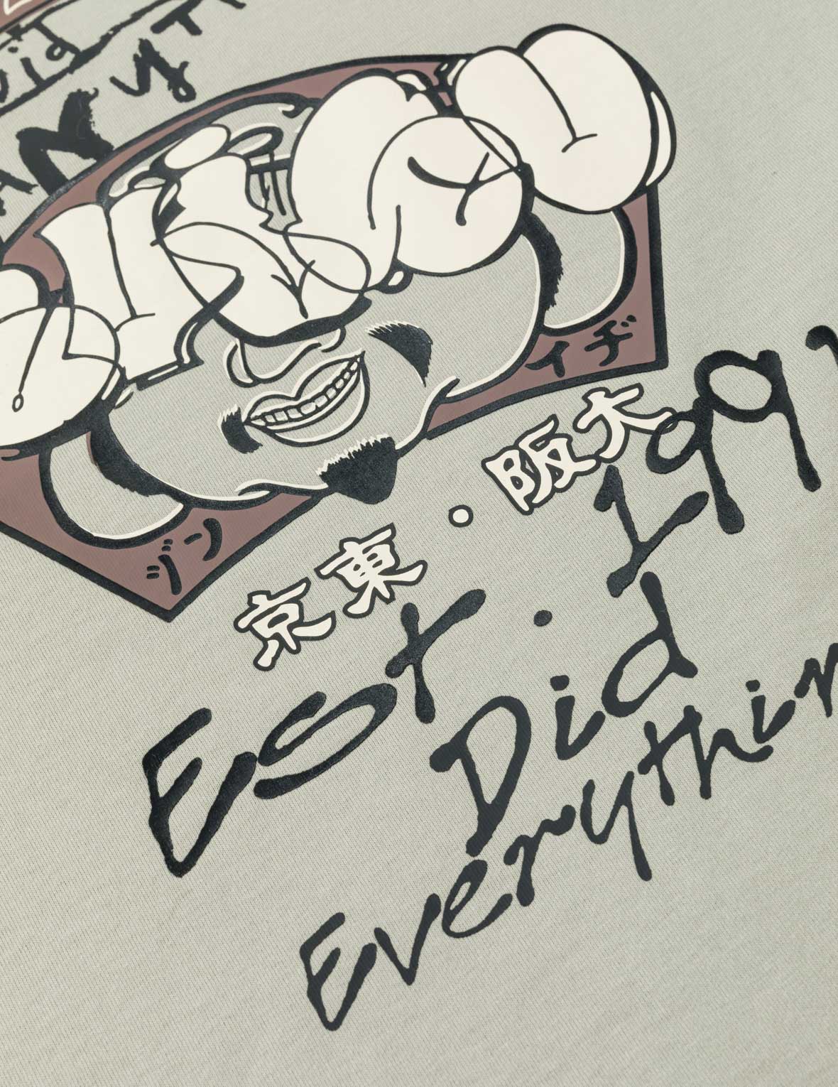 涂鸦标志及佛头印花T恤