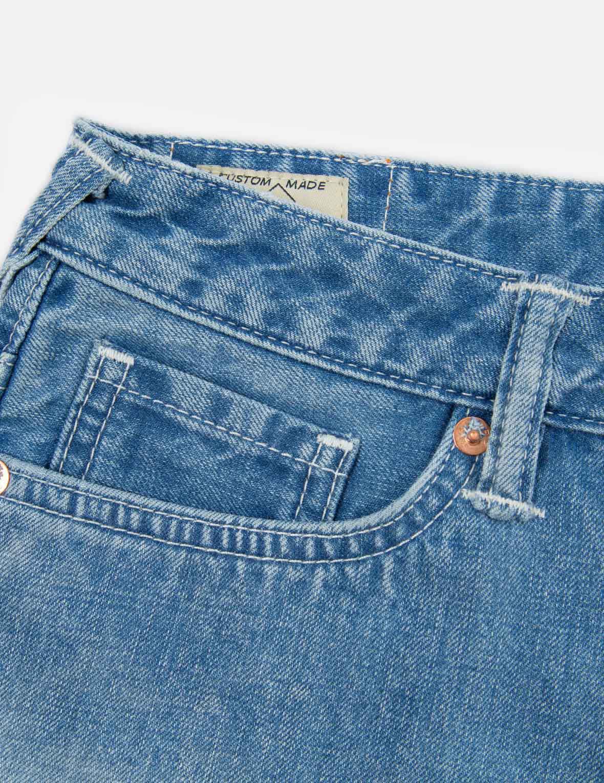 Seagull and Slogan Print Tie-dyed Denim Shorts
