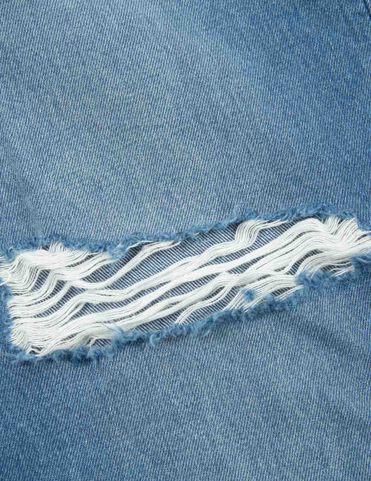 达磨图案小海鸥印花高腰宽版牛仔裤