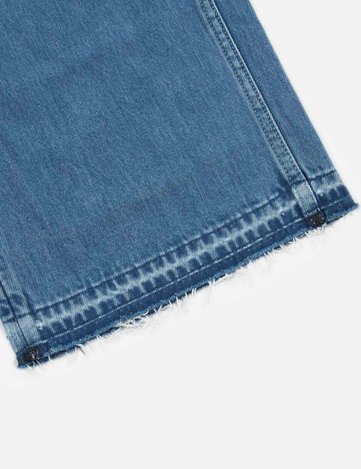 达磨图案小海鸥印花高腰宽版牛仔裤