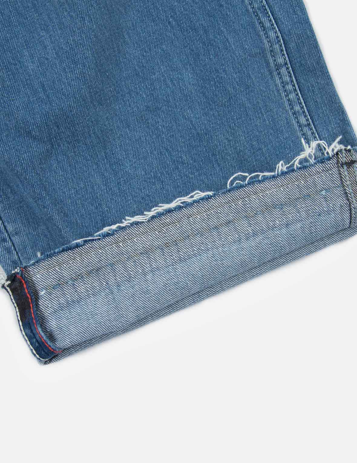 达磨图案小海鸥印花高腰宽版牛仔裤