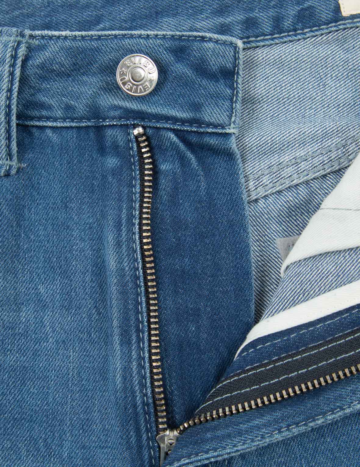 达磨图案小海鸥印花高腰宽版牛仔裤