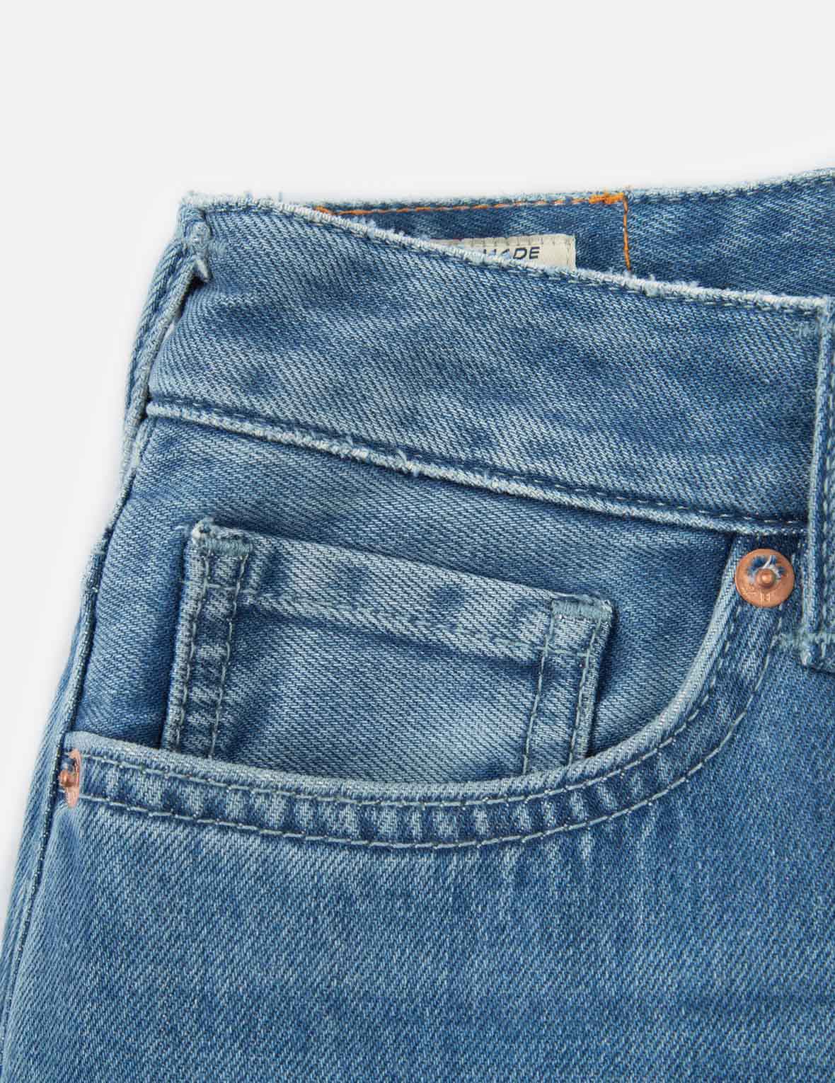 达磨图案小海鸥印花高腰宽版牛仔裤