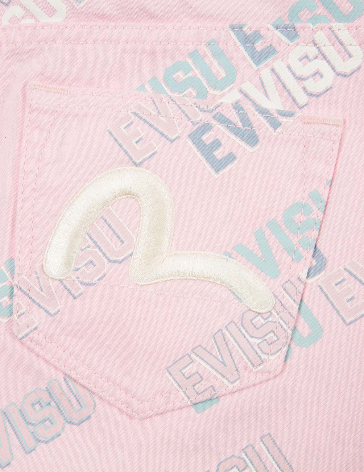 Allover Logo Print Denim Mini Skirt