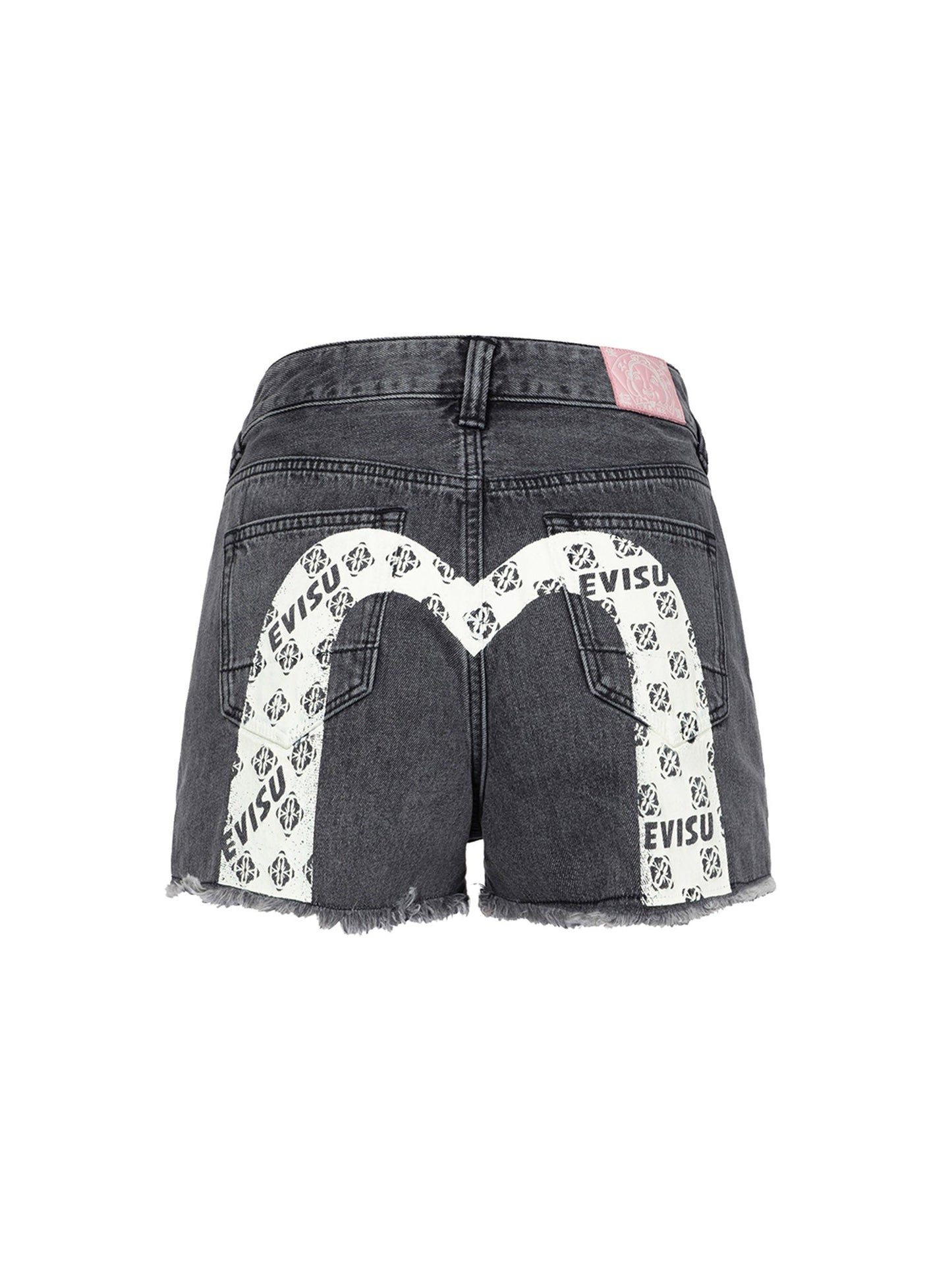 Logo with Kamon Allover Print Daicock Regular Fit Denim Shorts