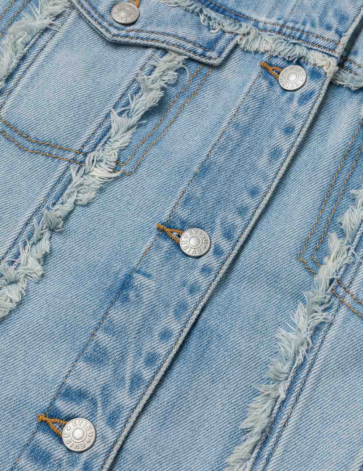 Deconstructed Logo and Seagull Embroidery Oversized Denim Jacket