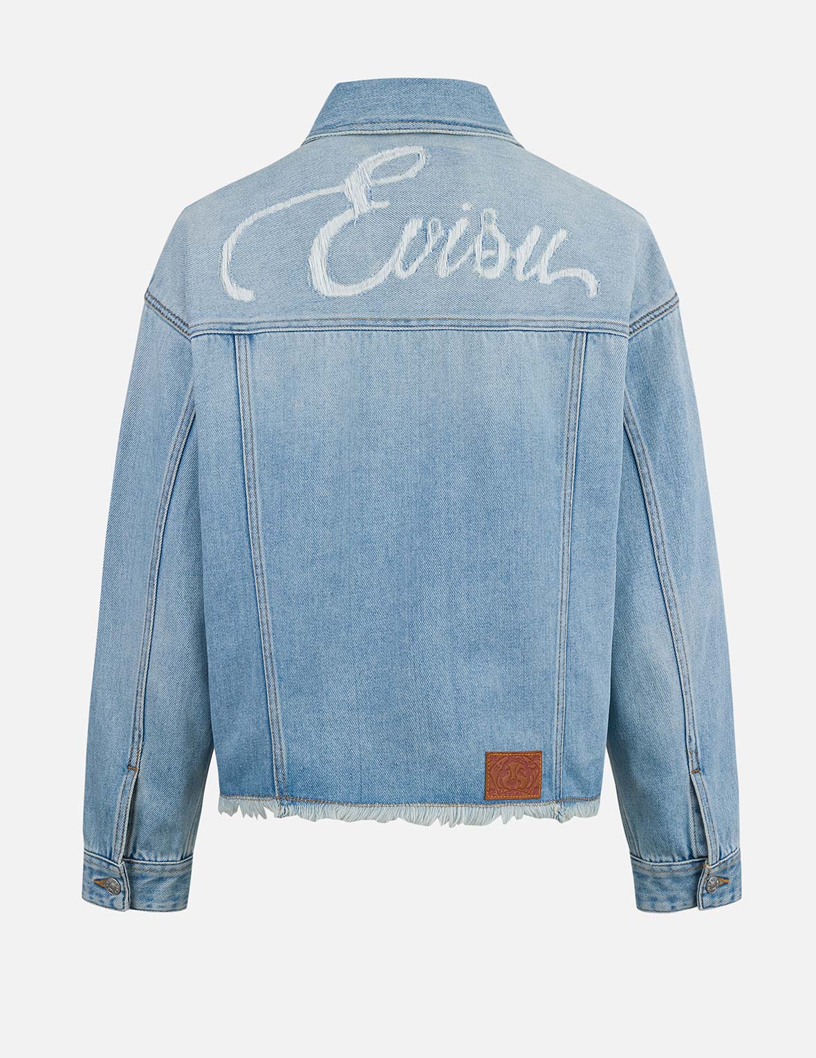 Deconstructed Logo and Seagull Embroidery Oversized Denim Jacket