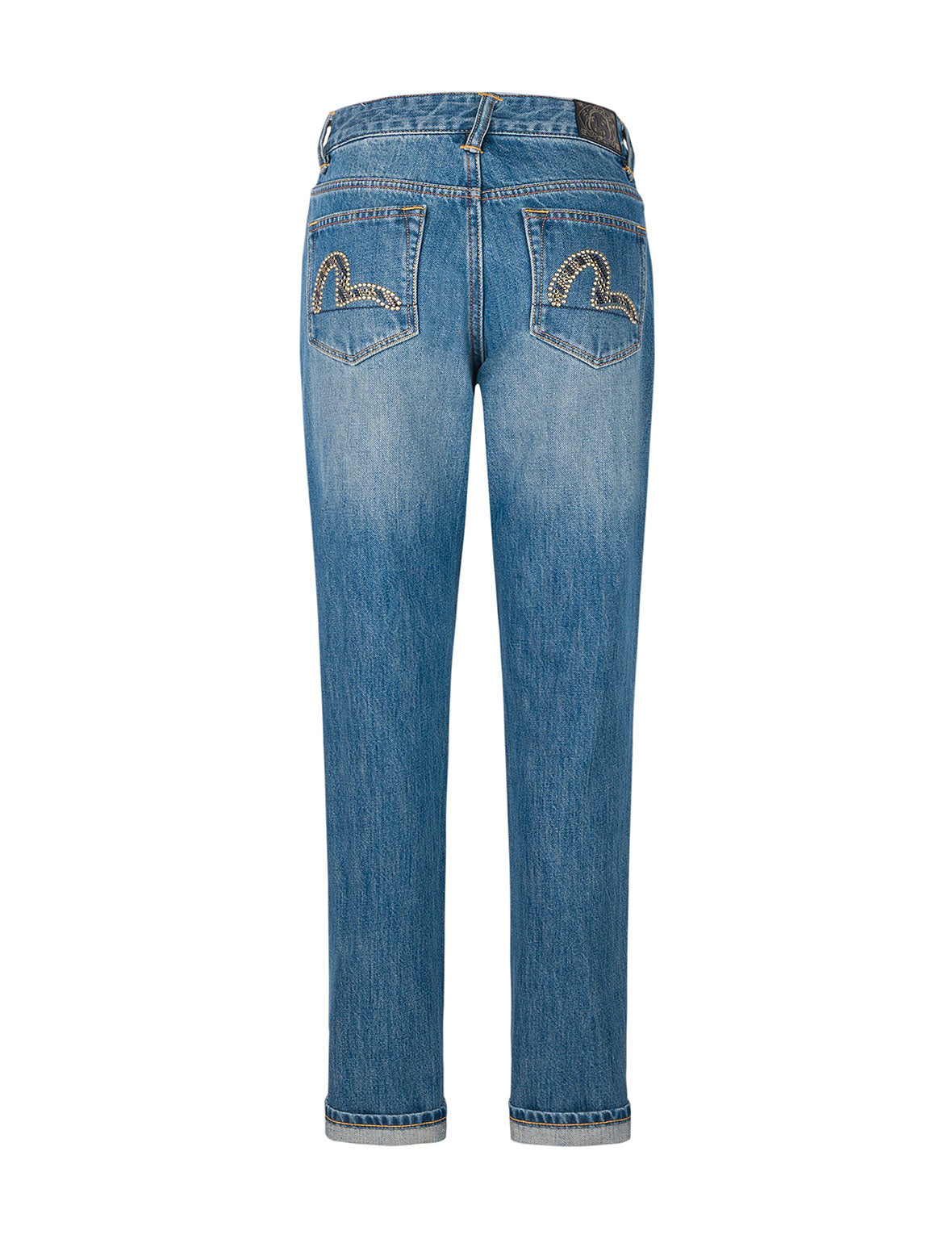 Washed Seagull Stud Straight Fit Jeans