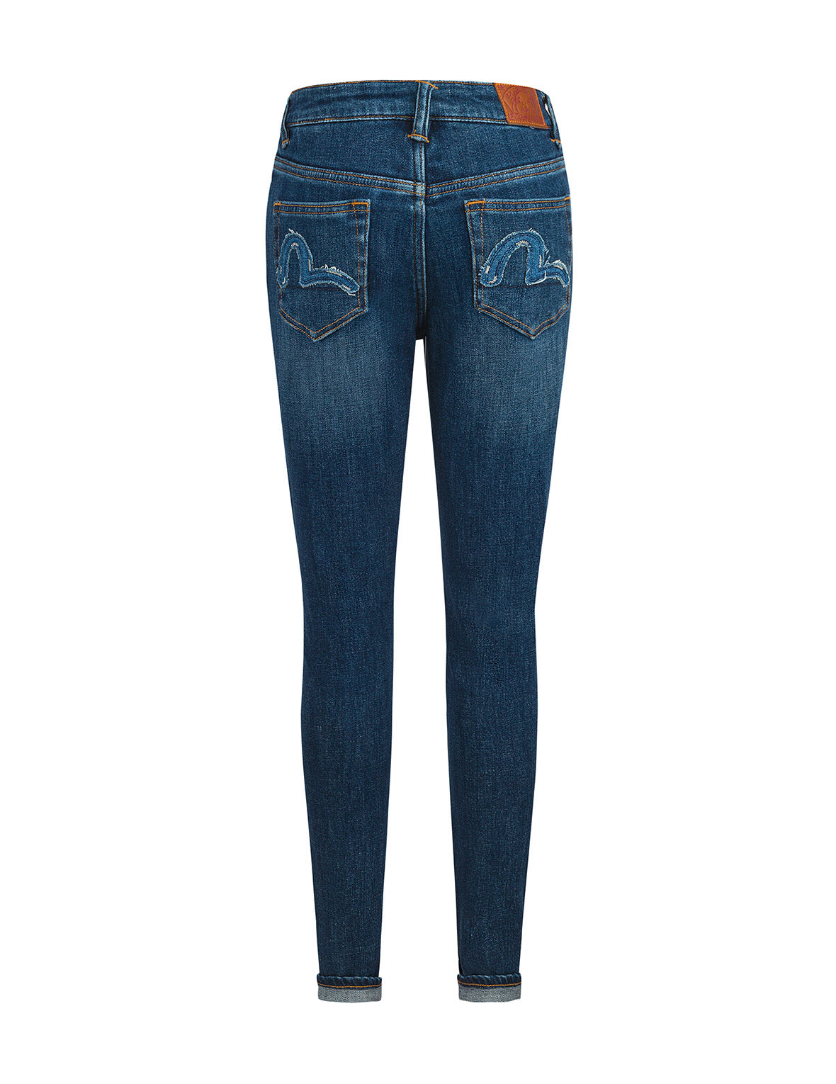 Seagull Appliqué Embroidery Skinny Jeans