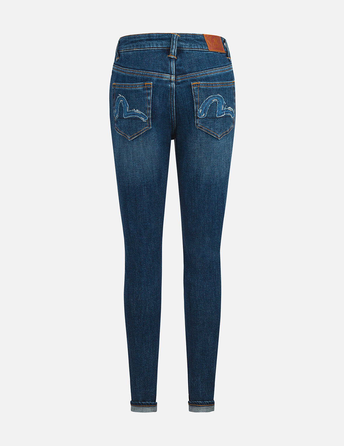 Seagull Appliqué Embroidery Skinny Jeans