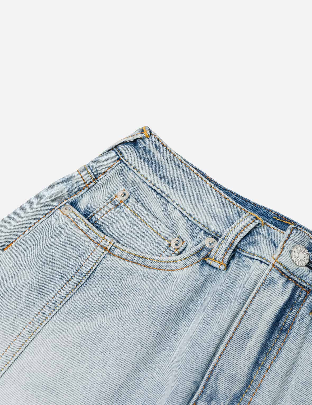Washed Deconstructed Seagull Fashion Fit Demin Midi Skirt