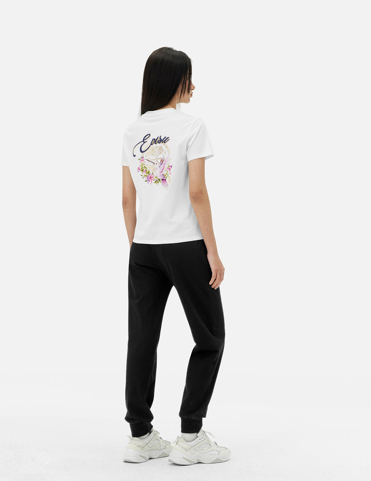 Hummingbird and Magnolia Print Regular Fit Sweatpants