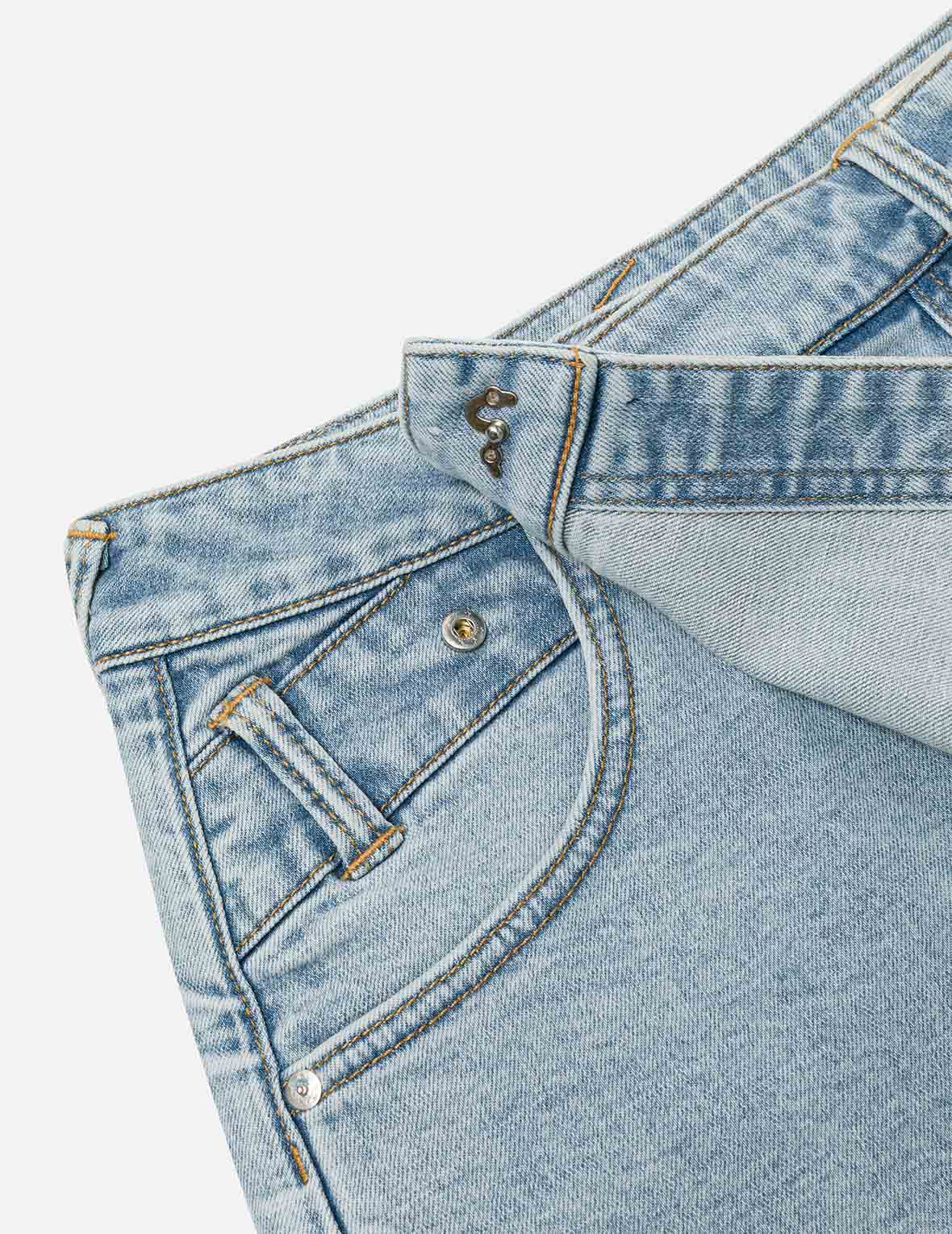 家花和商标刺绣常规版型牛仔裙裤