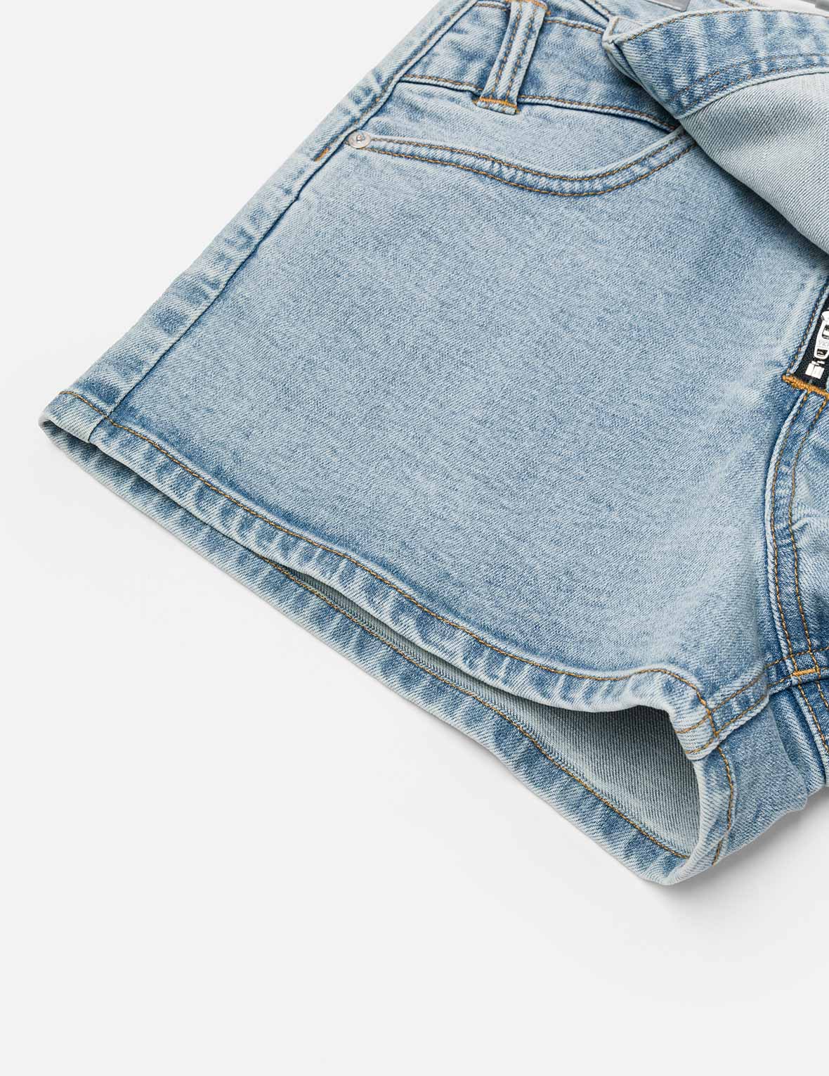 家花和商标刺绣常规版型牛仔裙裤