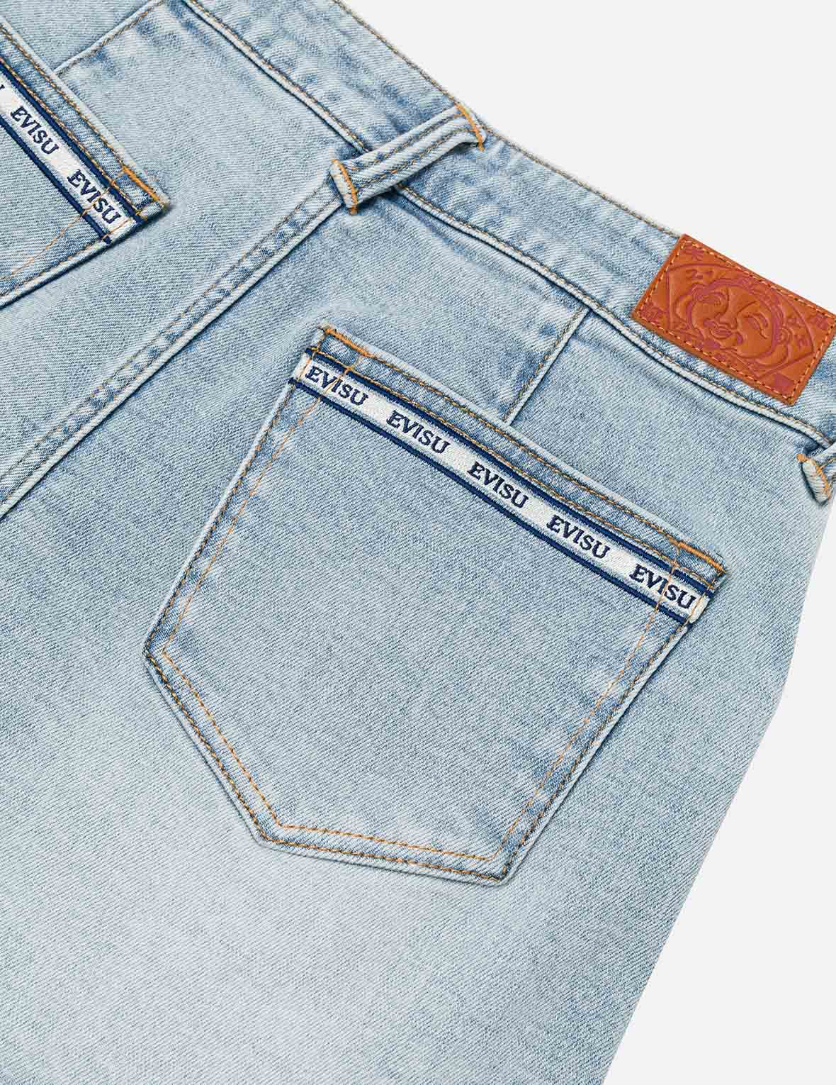 家花和商标刺绣常规版型牛仔裙裤