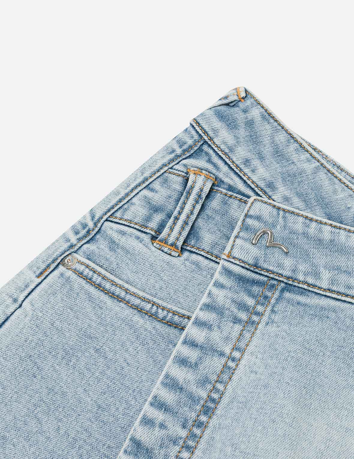 家花和商标刺绣常规版型牛仔裙裤