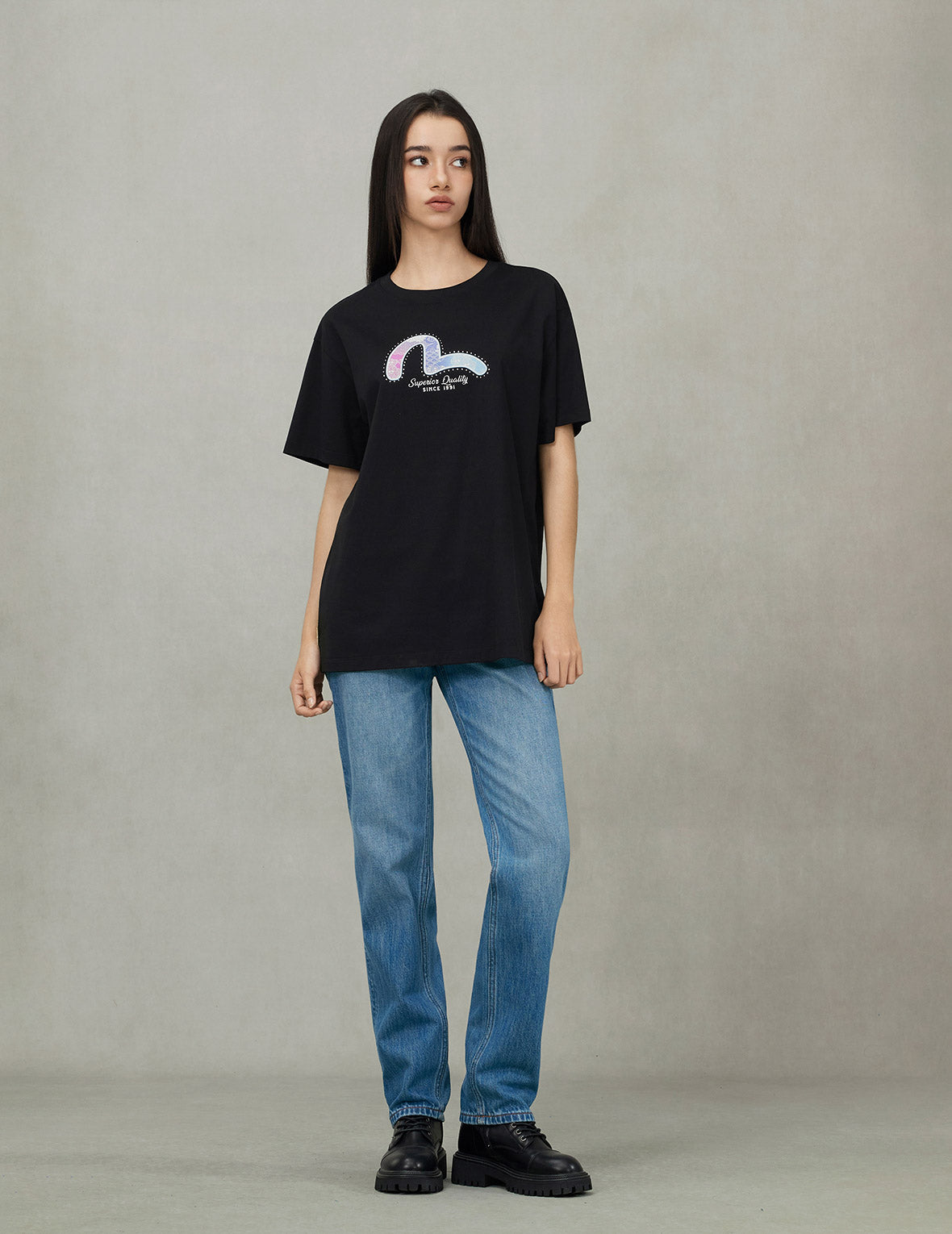 Seagull Foil Print Boyfriend T-shirt