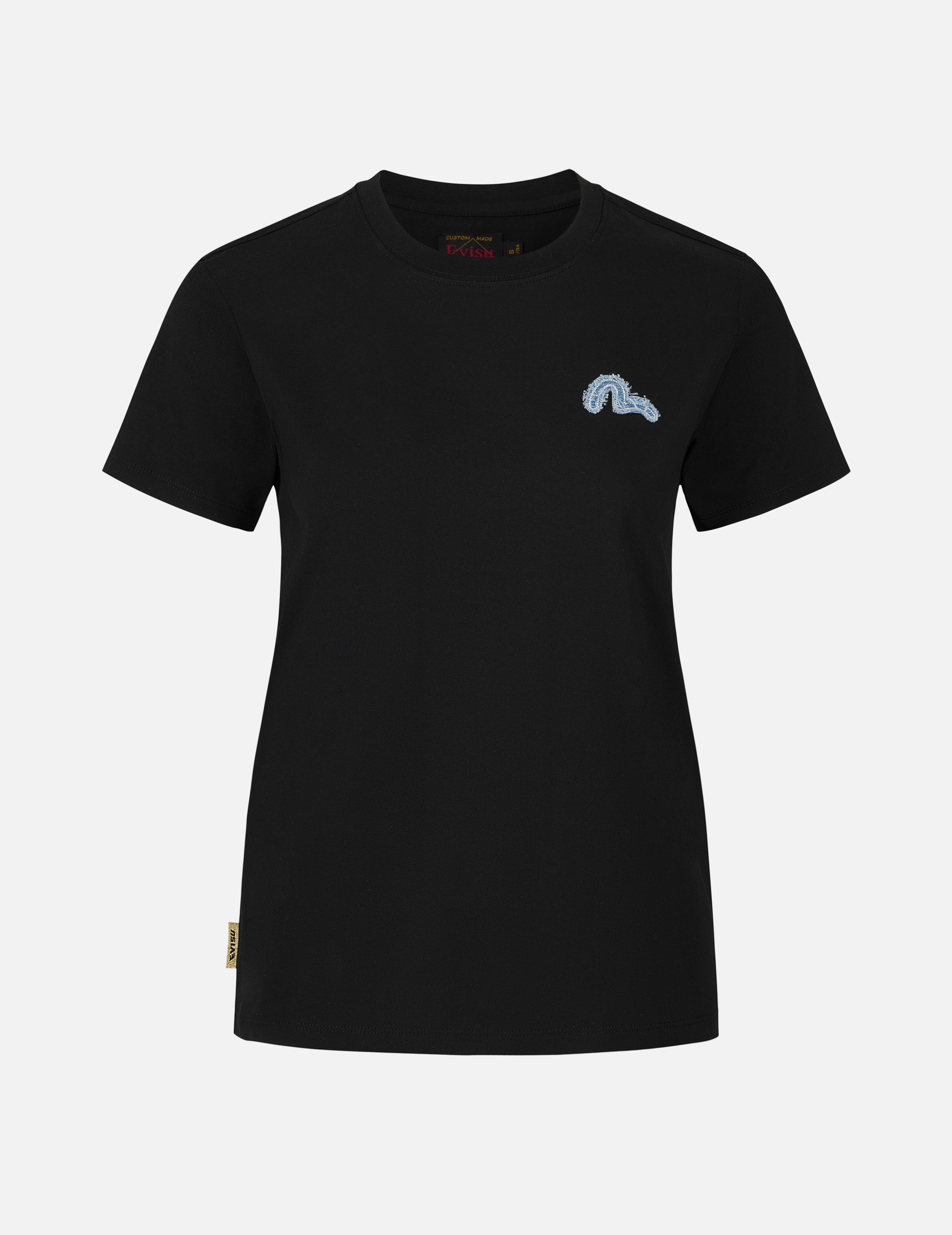 Deconstructed Denim Applique Embroidery Regular Fit T-Shirt