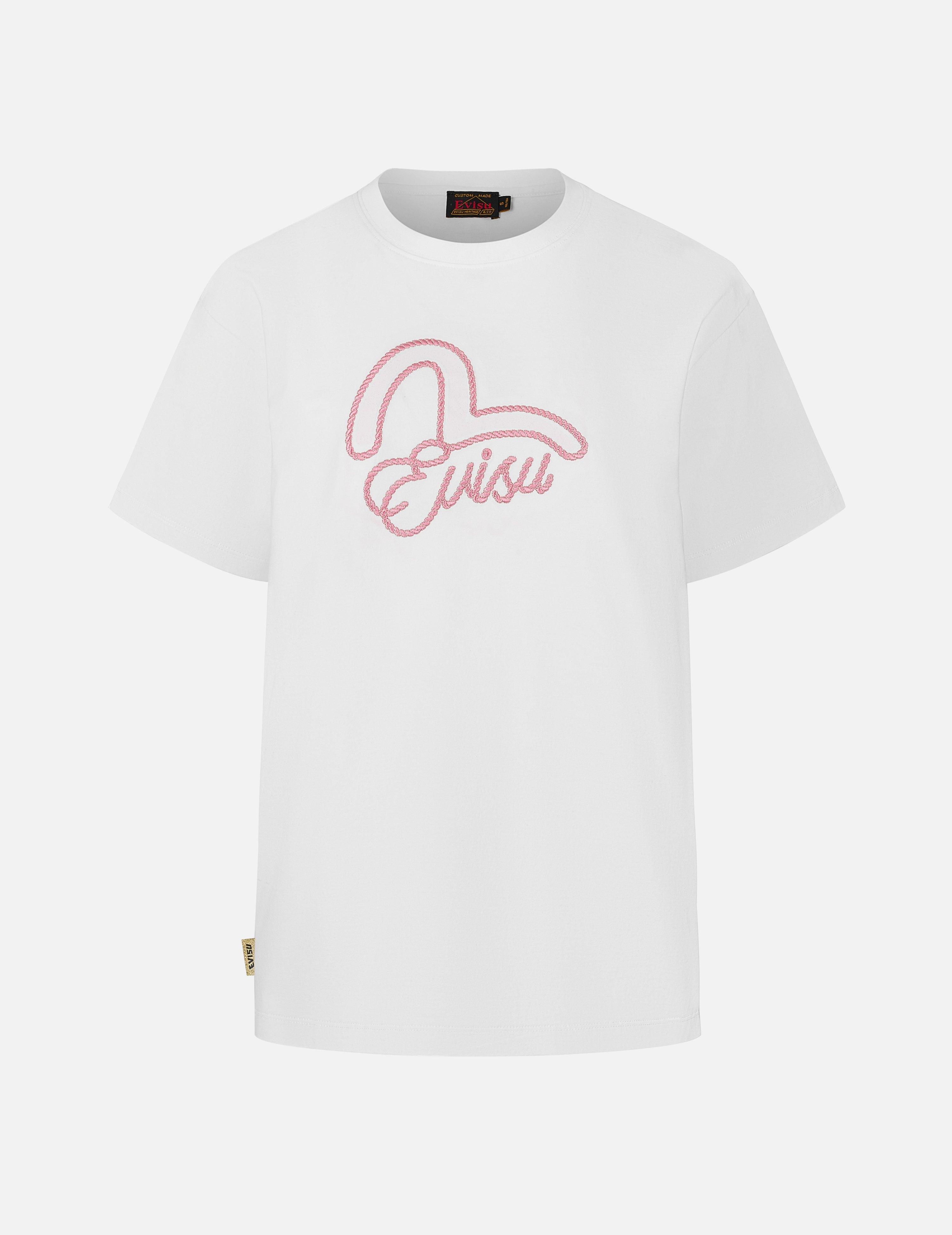 海鸥印花和商标帆绳扭纹刺绣男友款T恤