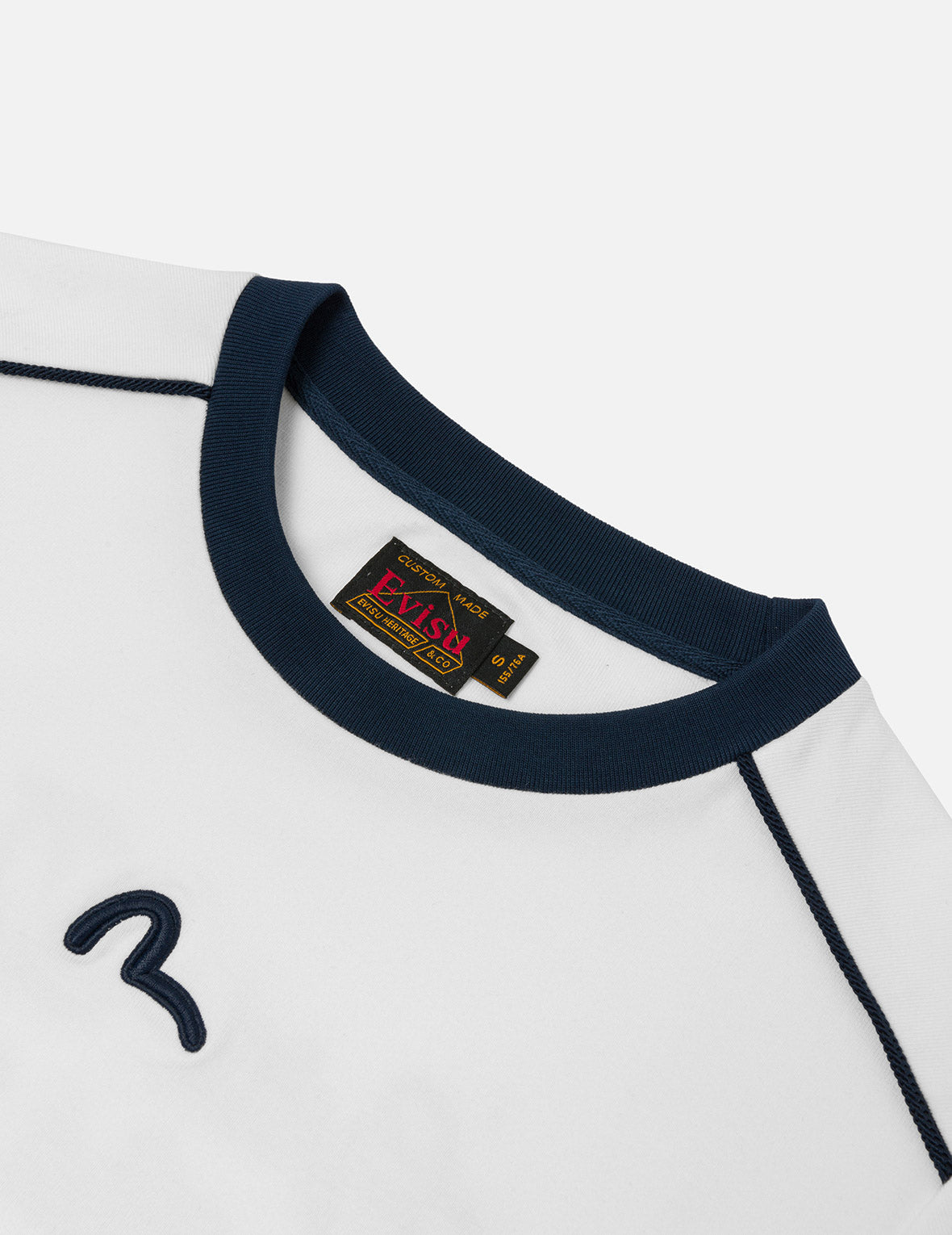 Contrast 3D Seagull and Slogan Embroidery Slim Fit T-Shirt