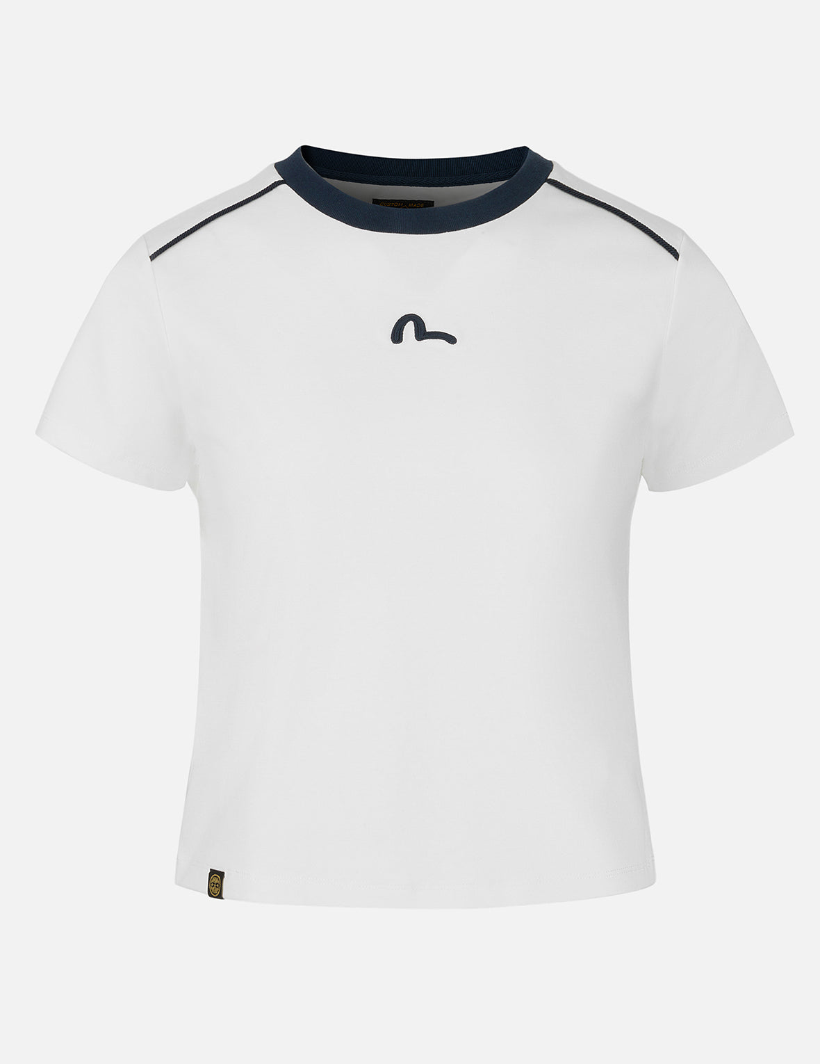Contrast 3D Seagull and Slogan Embroidery Slim Fit T-Shirt
