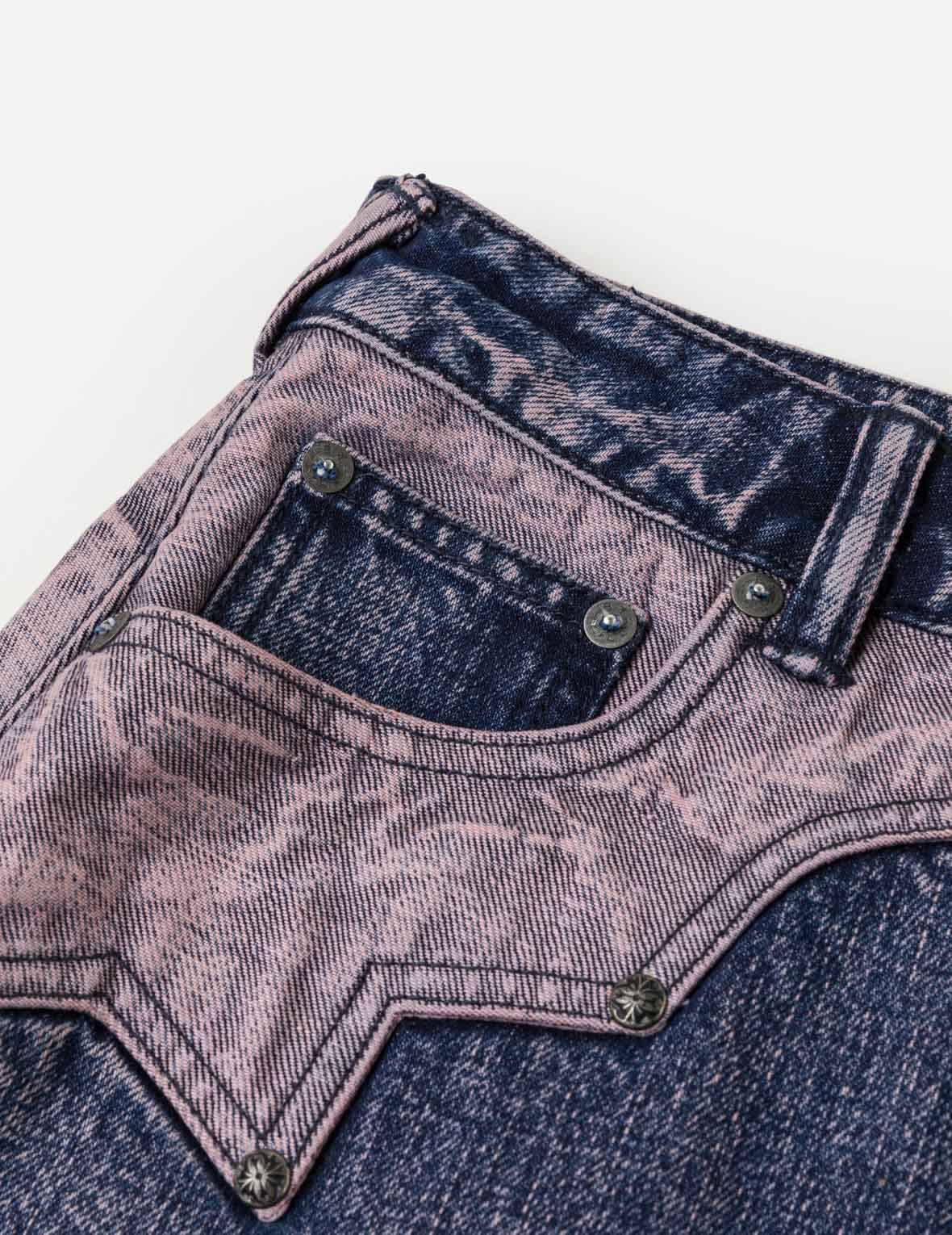 Reverse-Panel Denim Shorts