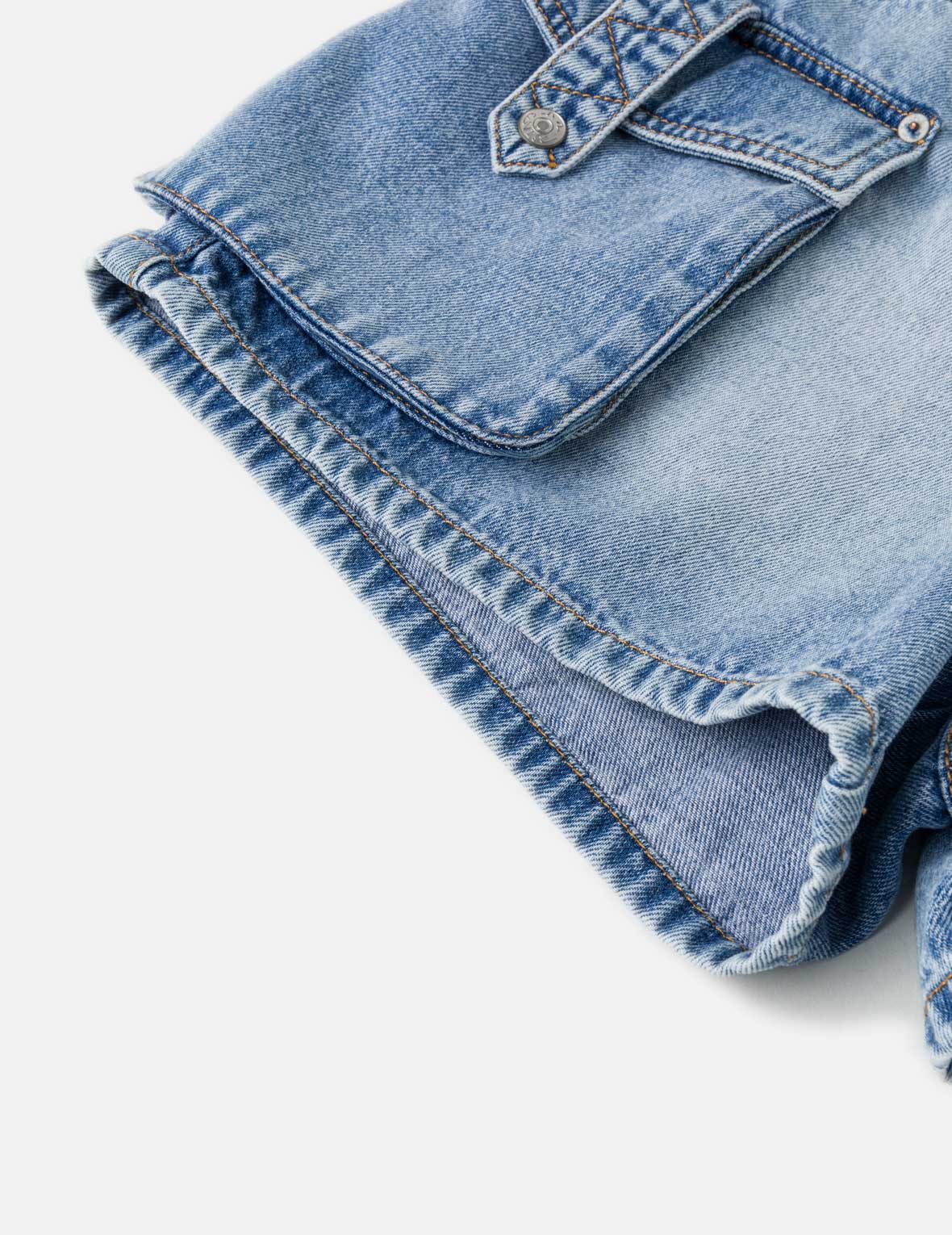 Sashiko Seagull with Rhinestones Cargo Denim Skort