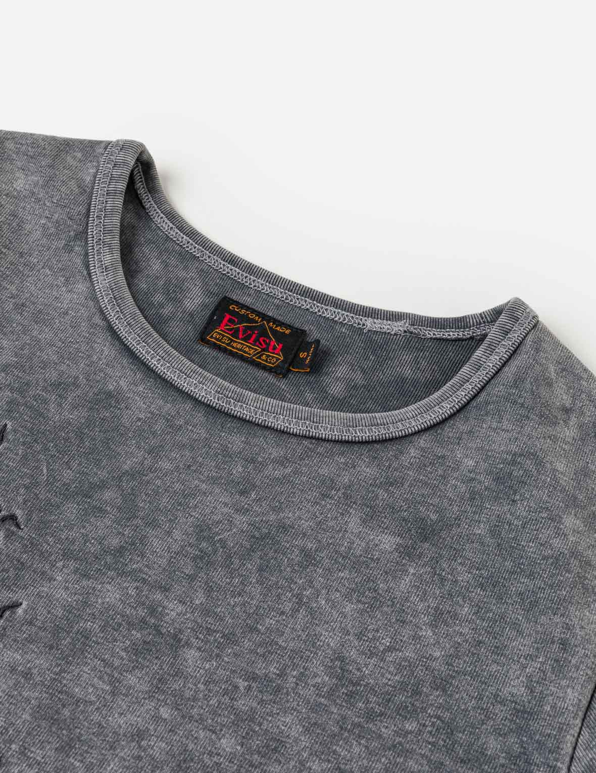 Slogan Seagull Embroidery Oil Wash T-shirt