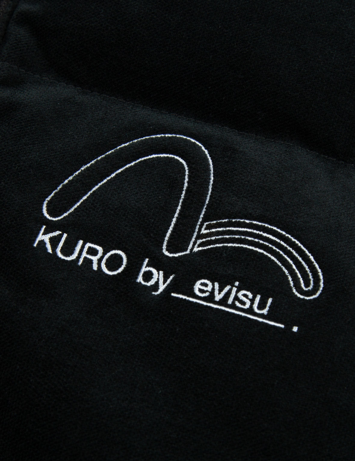 Seagull and Slogan Embroidered Velvet Down Jacket