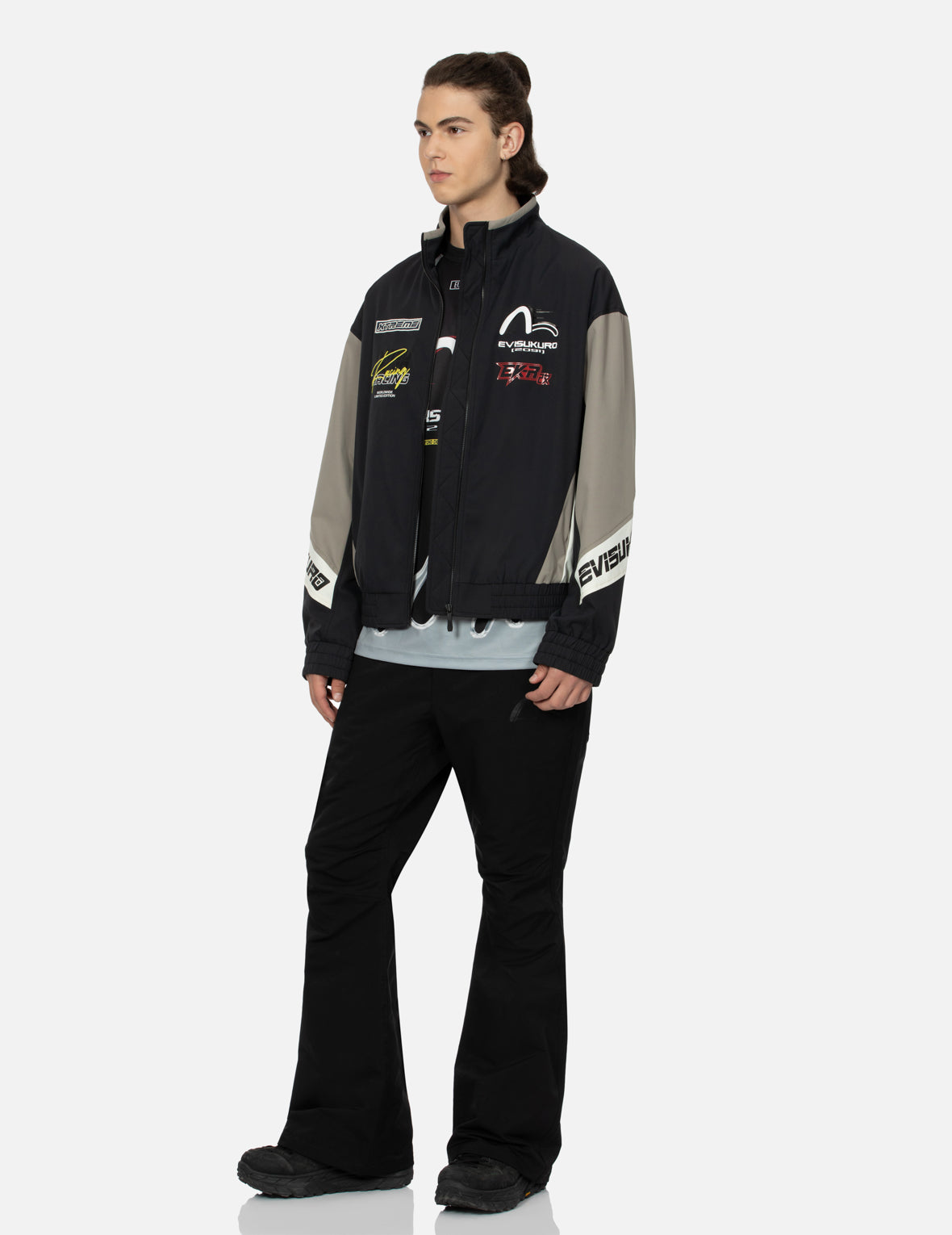 Multi-Logo Print Fashion Fit Racing Jacket