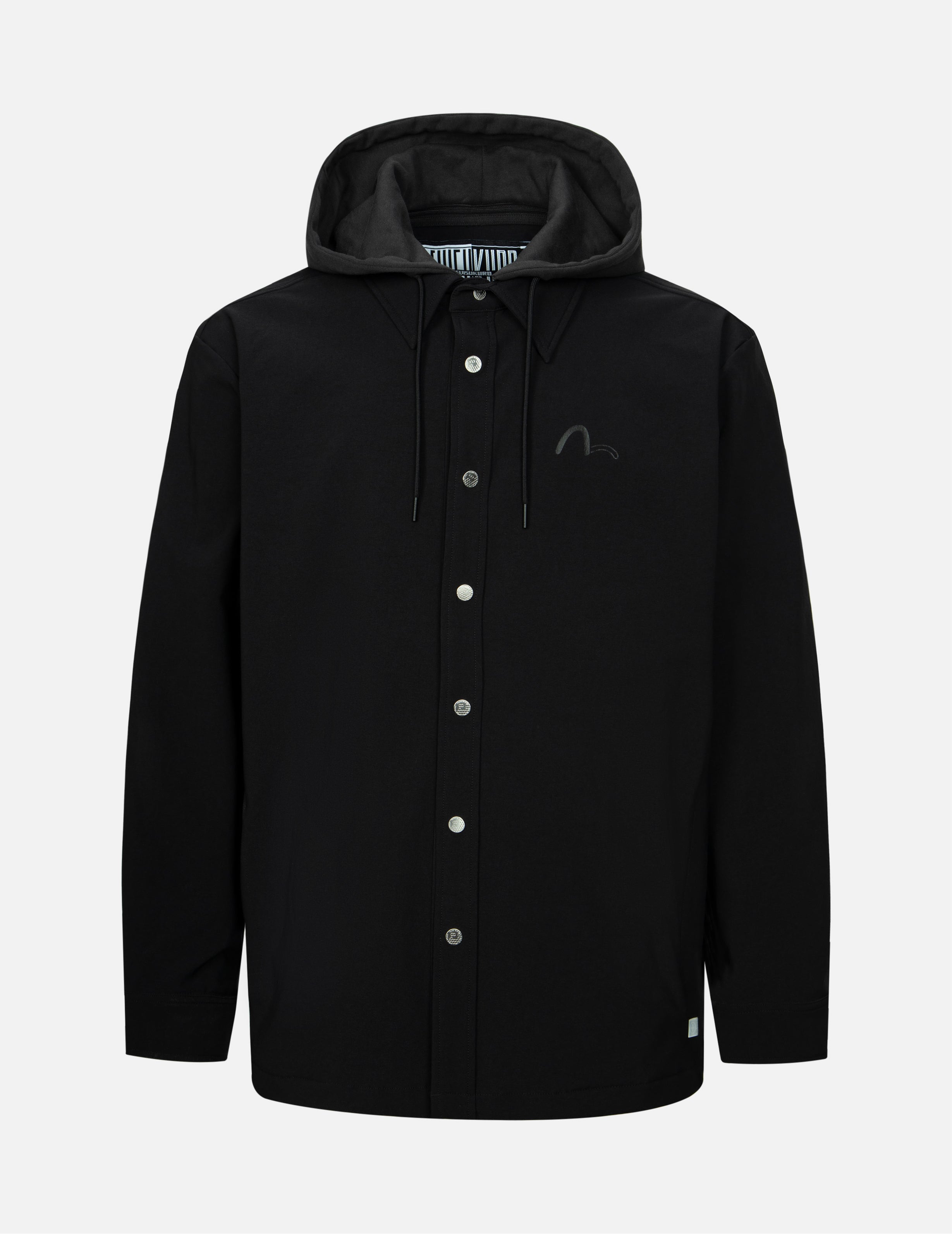 Logo and Kamon Print Regular Fit Shirt Jacket with Detachable Hood