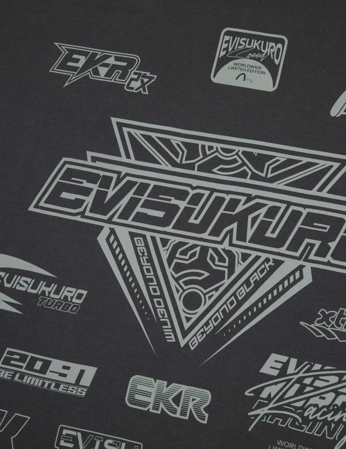 Multi Logo Print Regular Fit Racing T-Shirt