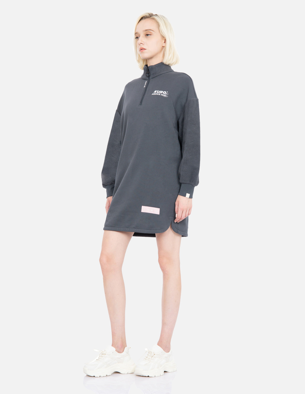 Slogan Print Turtle Neck Sweatdress