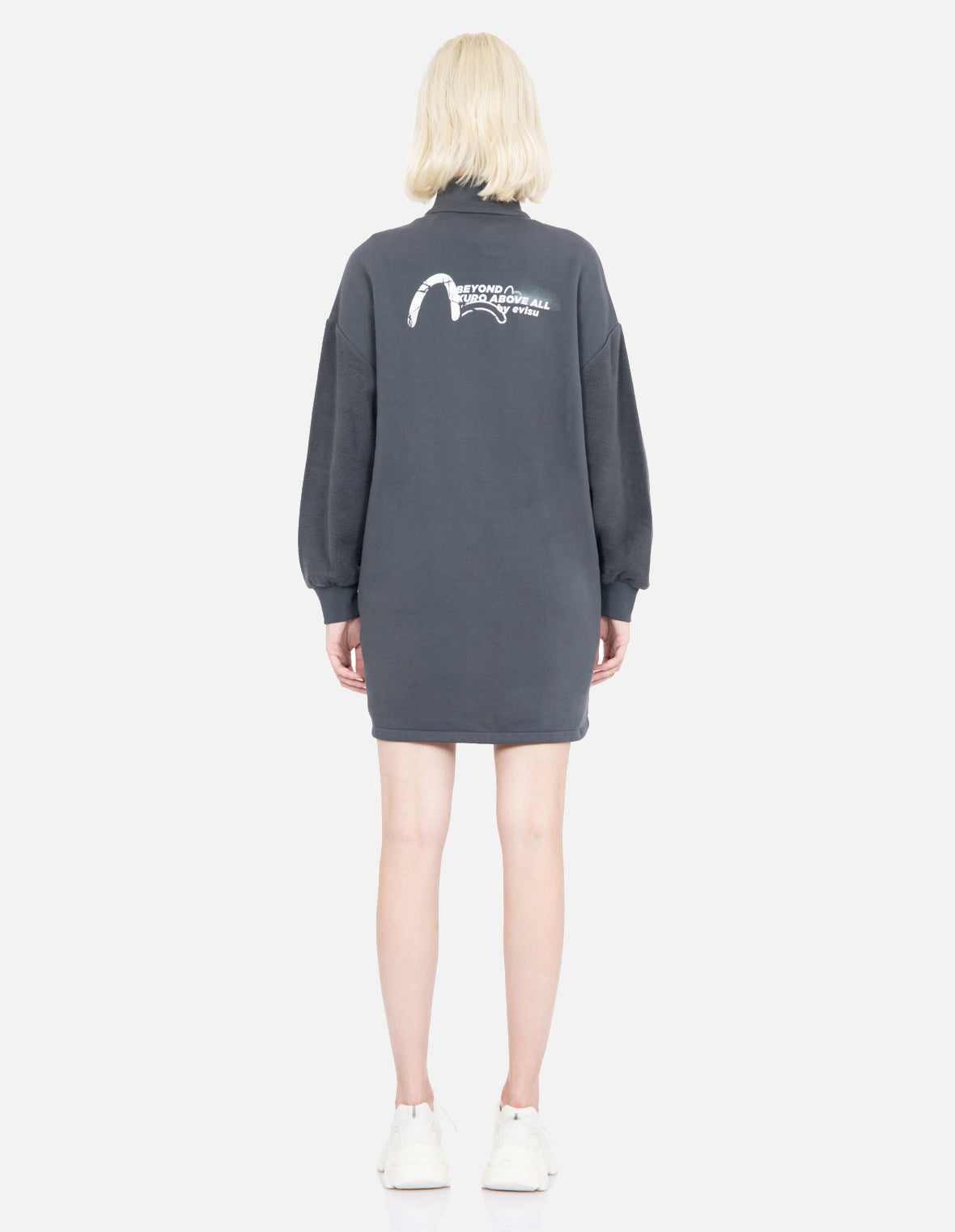 Slogan Print Turtle Neck Sweatdress