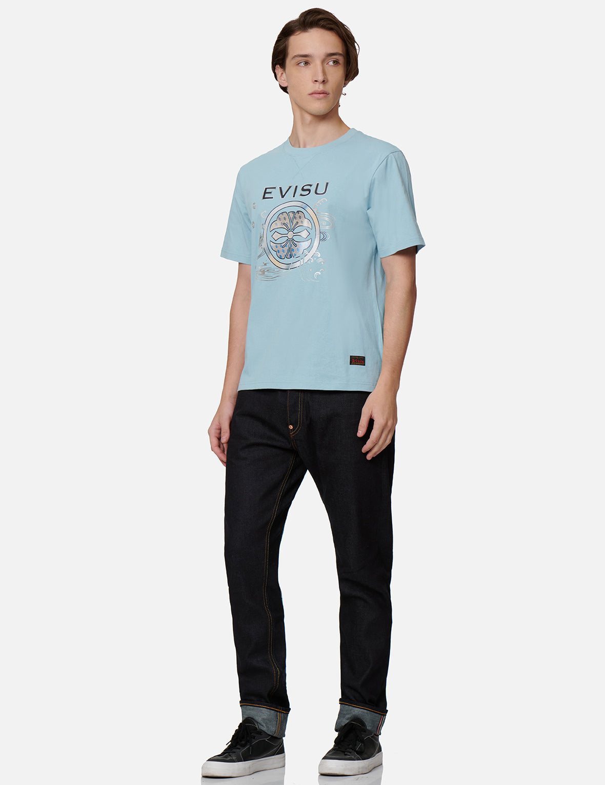 “The God of Fortune Riding Waves” Daicock Embroidery Carrot-Fit Jeans #2017