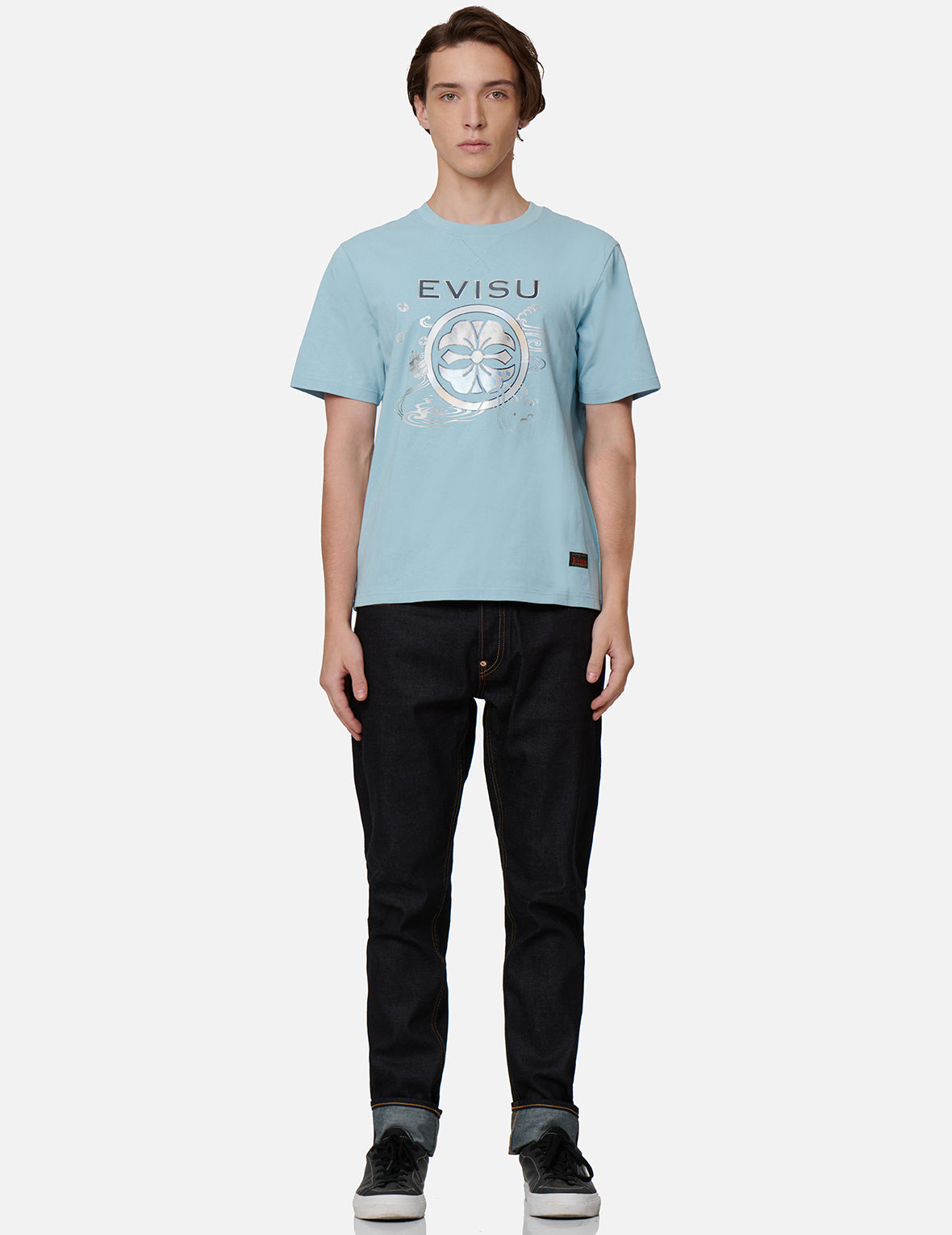 “The God of Fortune Riding Waves” Daicock Embroidery Carrot-Fit Jeans #2017