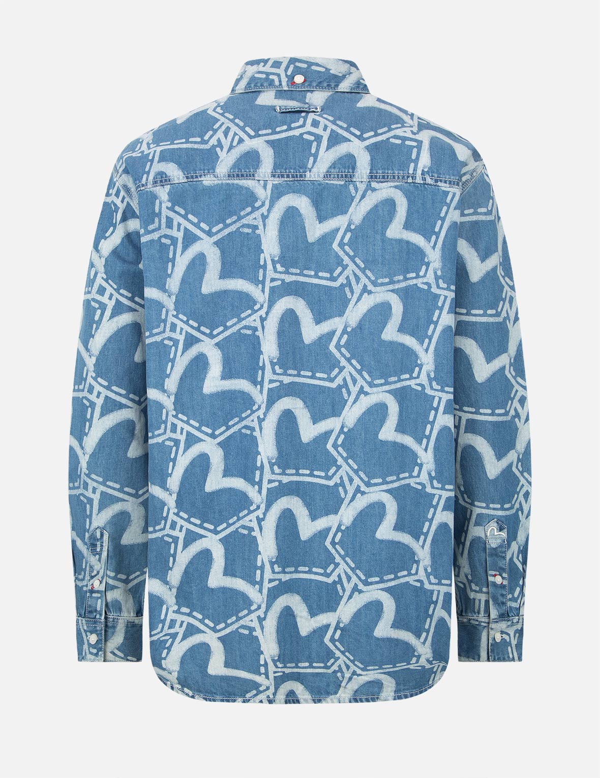 Allover Pocket Graphic Print Denim Shirt