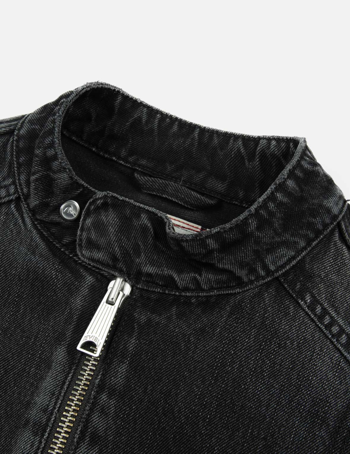 Godhead Print Relax Fit Biker Denim Jacket