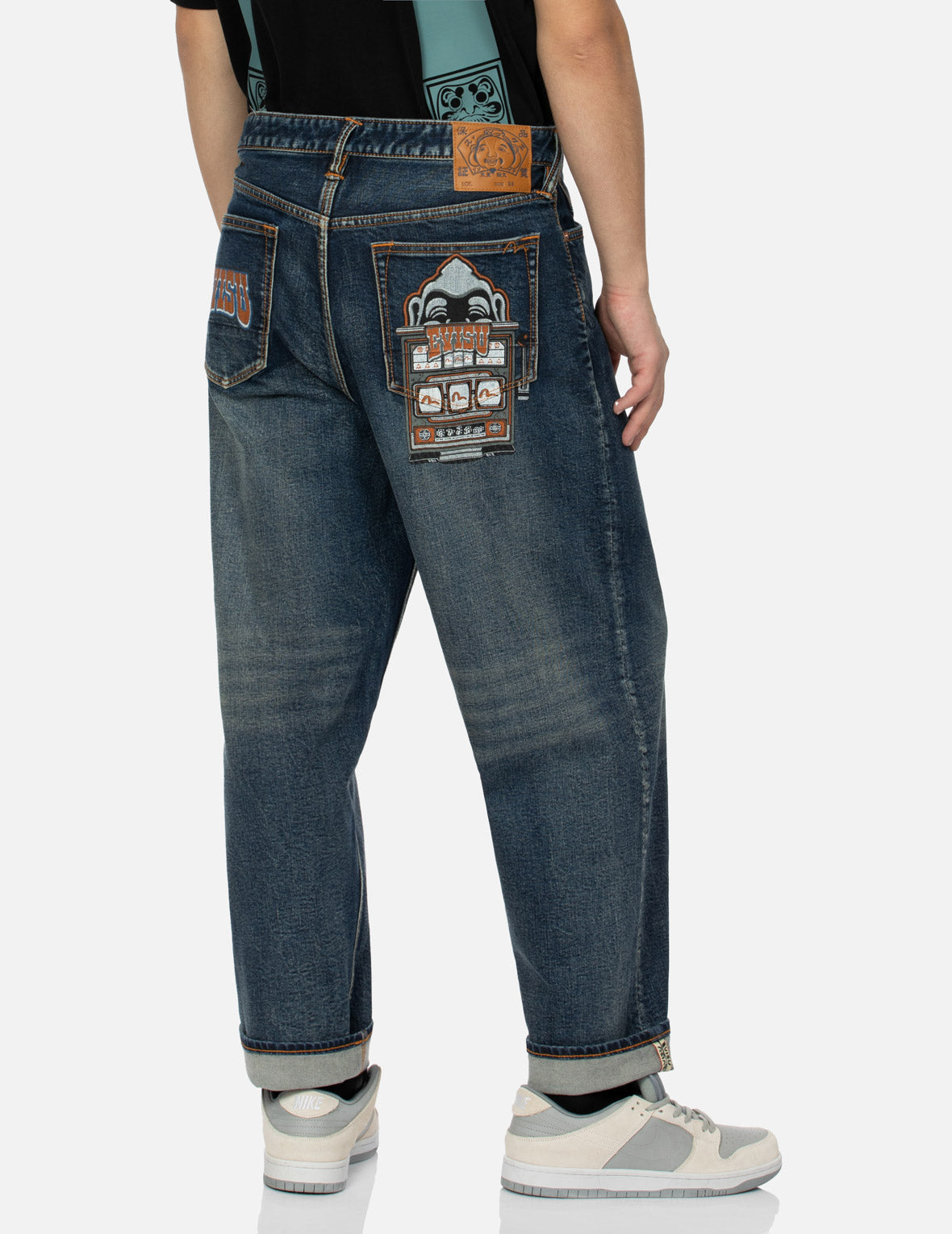 Washed Logo and Godhead Slot Coated Relax Fit Jeans