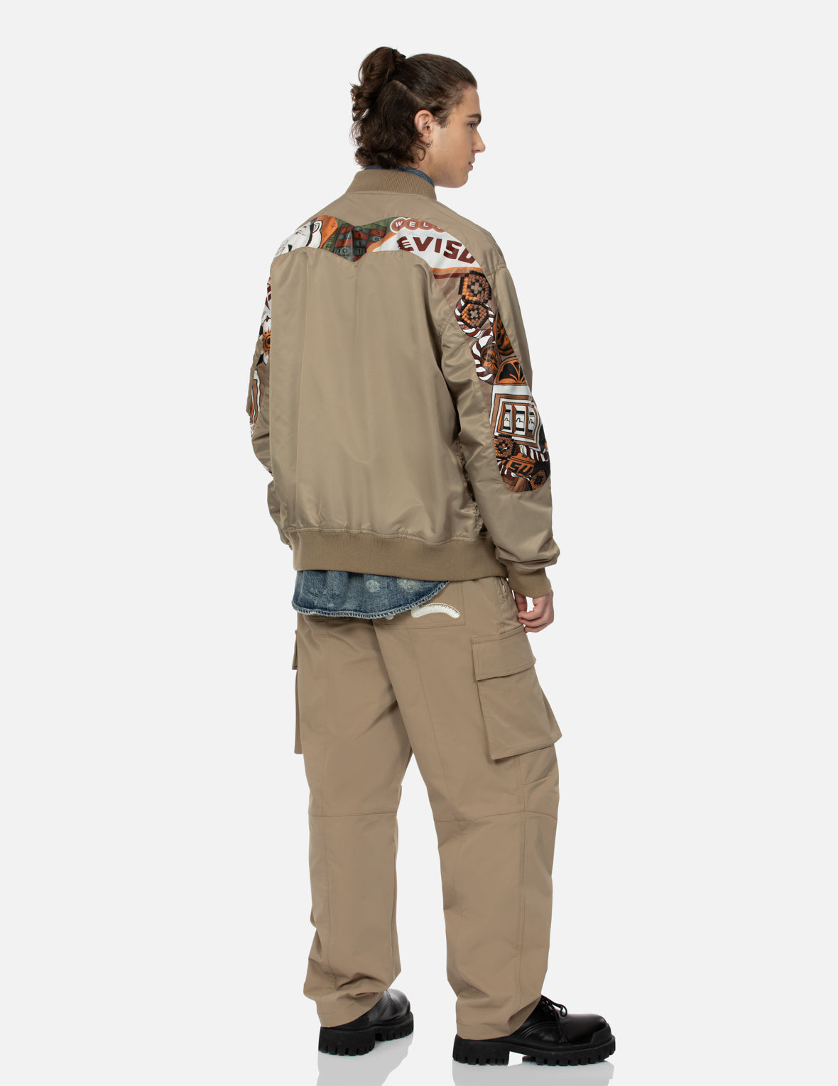 "Virtual Vacation" Daicock Print Loose Fit Bomber Jacket