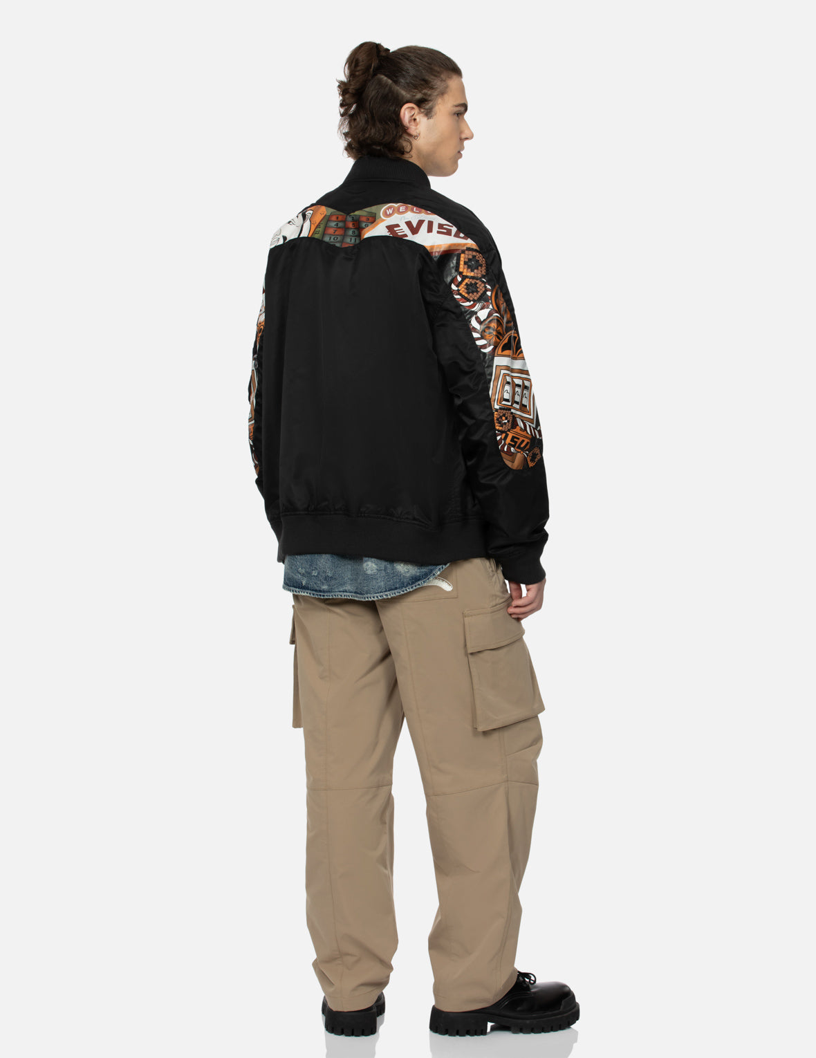 "Virtual Vacation" Daicock Print Loose Fit Bomber Jacket
