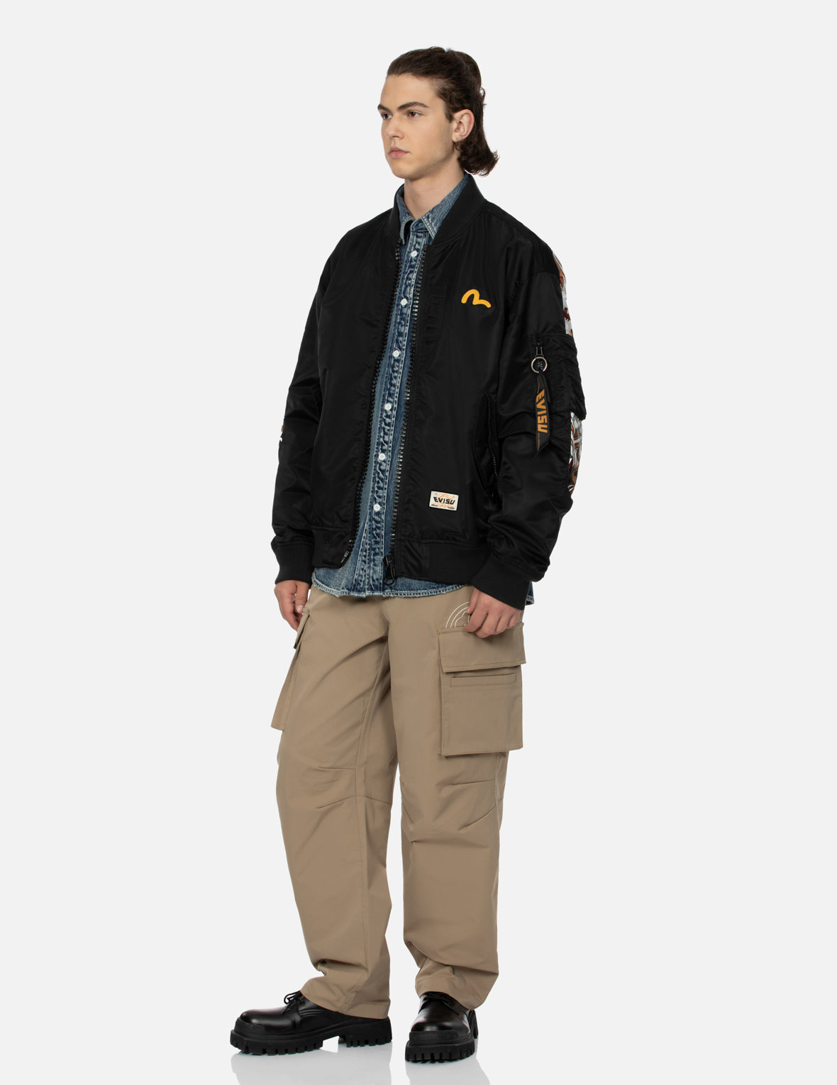 "Virtual Vacation" Daicock Print Loose Fit Bomber Jacket