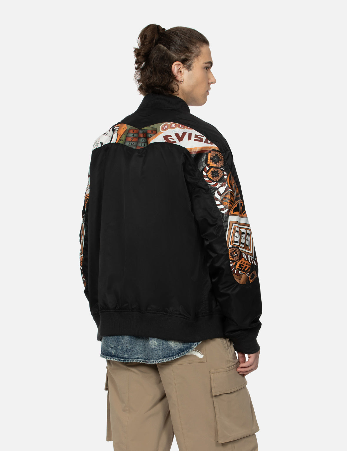 "Virtual Vacation" Daicock Print Loose Fit Bomber Jacket