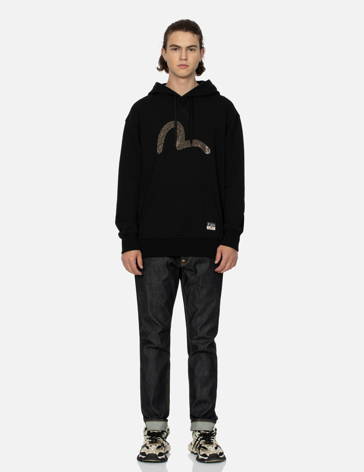 闪石烫钻海鸥宽版休闲连帽卫衣