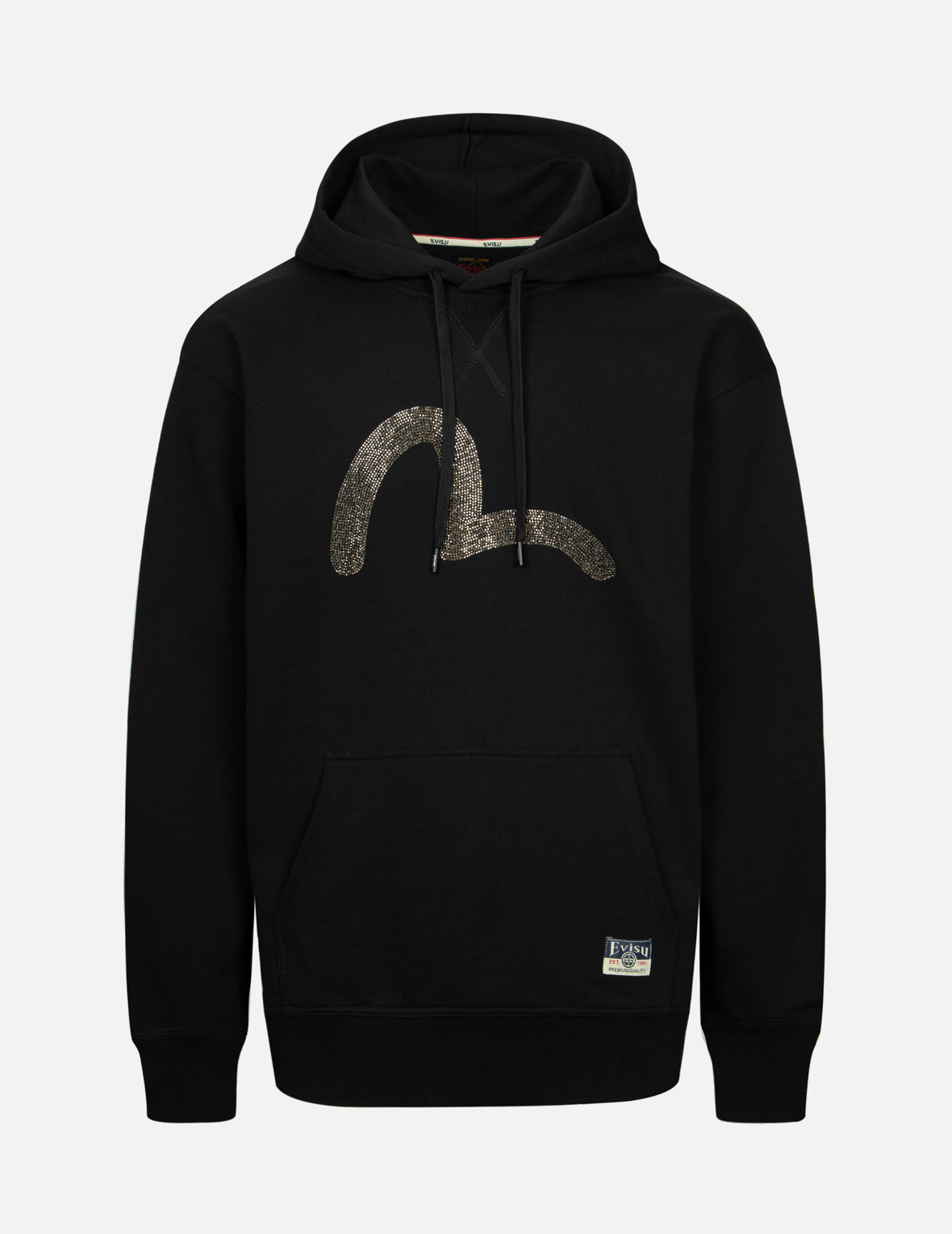 闪石烫钻海鸥宽版休闲连帽卫衣