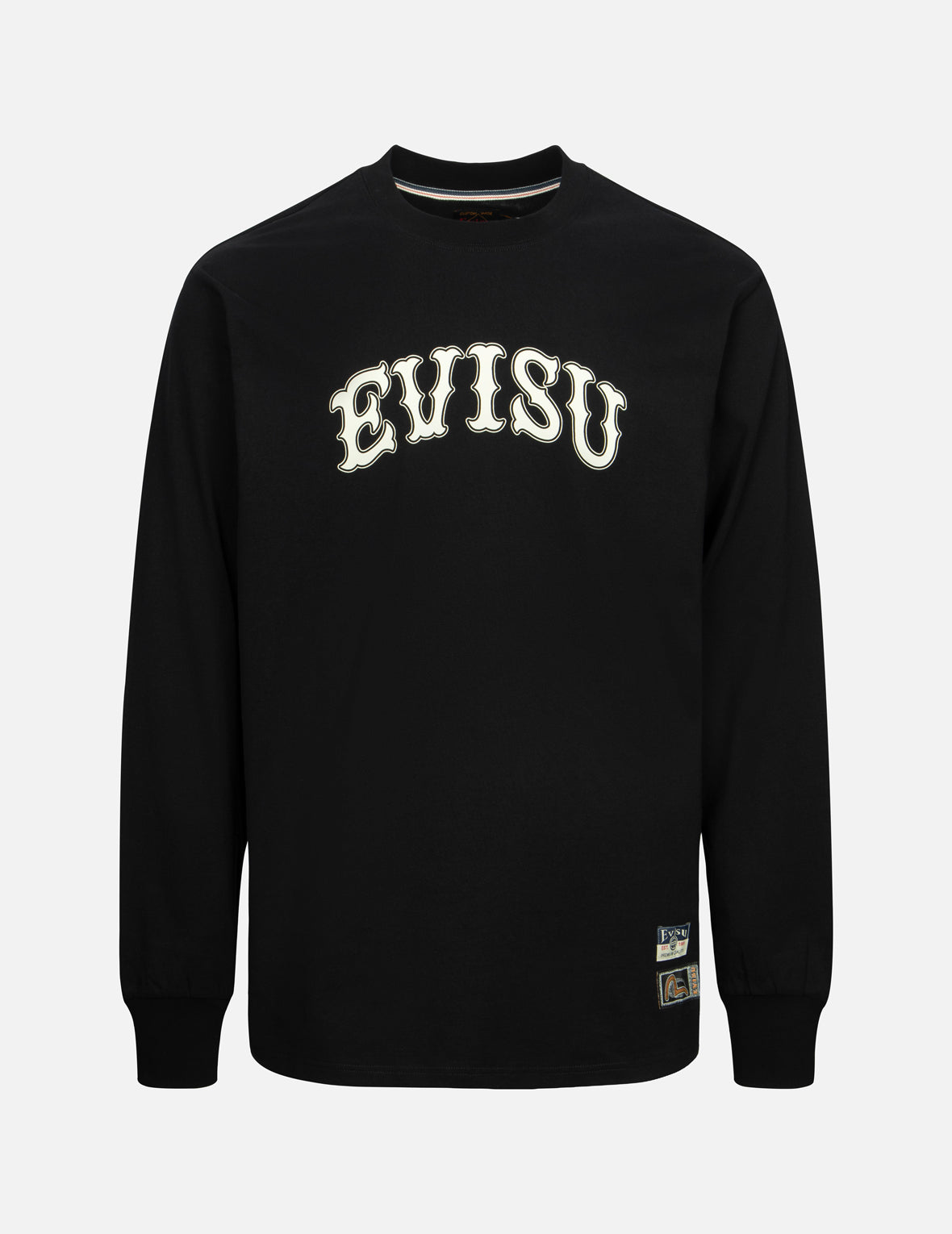 Kamon Embroidery and Logo Print Fashion Fit Long-Sleeve T-shirt