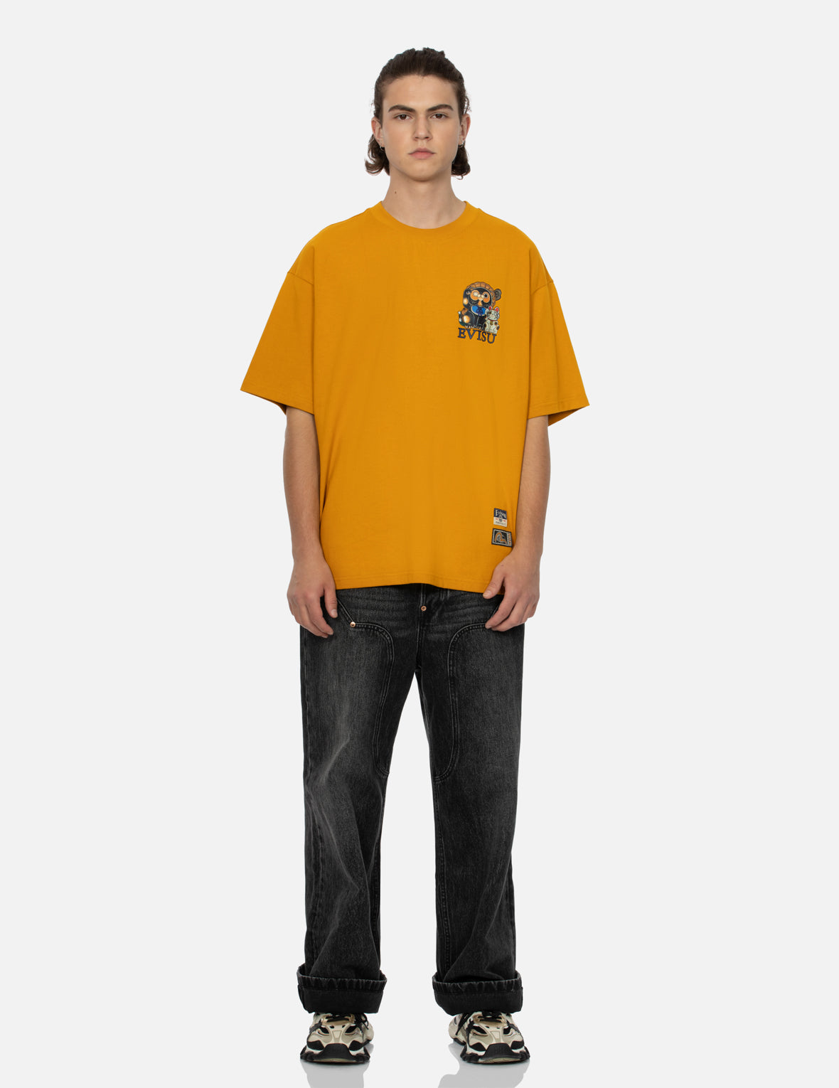 信乐狸和招财猫印花宽版T恤